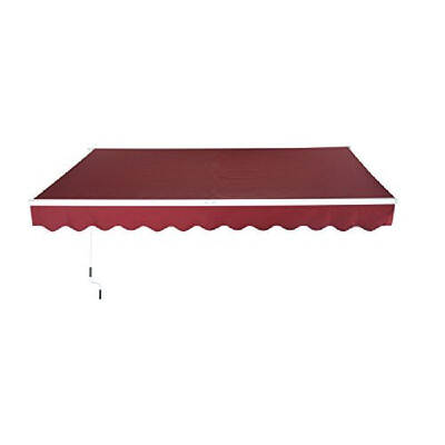 

13 X 8 Manual Retractable Sun Shade Patio Awning - Wine Red