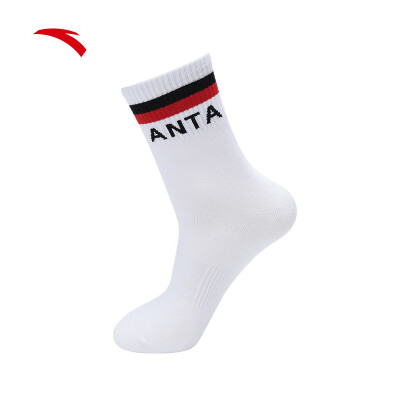 

Anta ANTA 99918302 Mens Sports Socks Cotton Socks Mens Socks Casual Sweat in the Tube Cotton Socks Stockings Socks White