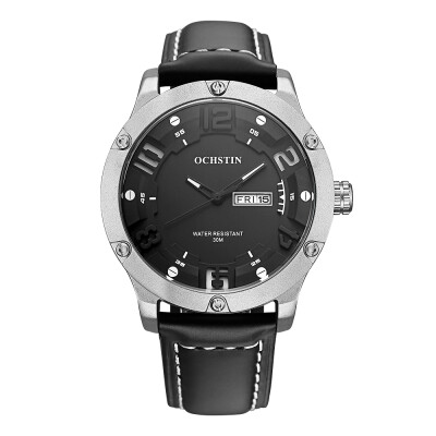 

OCHSTIN 2017 Fashion Luxury Genuine Leather Quartz Men Watch Big Dial 30M Water-Proof Calendar Casual Man Wristwatch Box