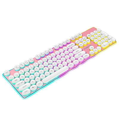 

Fine Sun SUNROSE GK30 Backlit Game Eat Chicken Computer Desktop Home Punk Retro Light Notebook Notebook Wire Pink