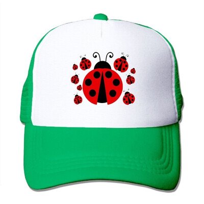 

SHINENGST Red Ladybug Cute Cartoon Mesh Trucker CapsHats Adjustable For Unisex Black