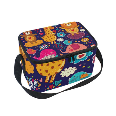 

ALAZA Insulated Lunch Box Love Animals Lunch Bag for Men Women Portable Tote Bag Cooler Bag