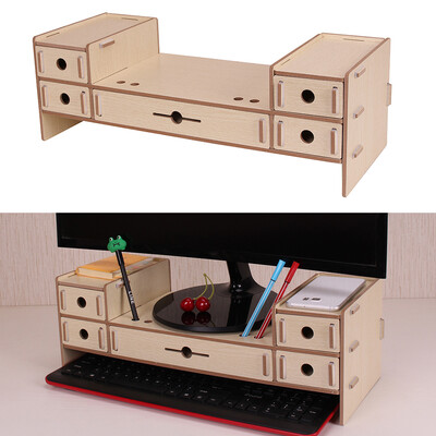 

5 Drawers Monitor Stand Riser Desktop Organizer with Keyboard Storage Slot for Office School Supplies