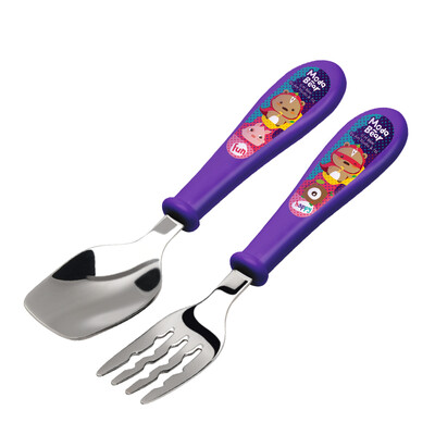 

Baby-friendly shop spoon baby spoon spoon baby spoon food supplement spoon training spoon fork stainless steel spoon fork children cutlery set ModaBear purple South Korea imports
