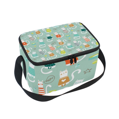 

ALAZA Lunch Box Insulated Funny Kittens Lunch Bag Large Cooler Tote Bag for Men Women