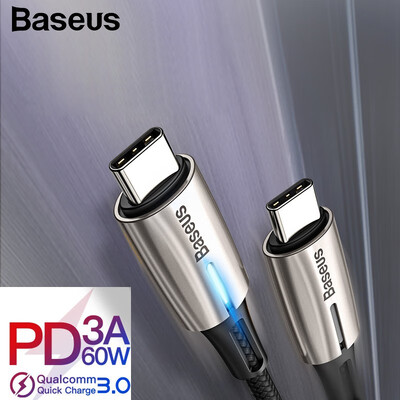 

Baseus 60W USB Type C To USB C Cable PD 20 Falsh Charge For Samsung S10 S9 Quick Charge Cable for USB C Device Huawei Xiaomi