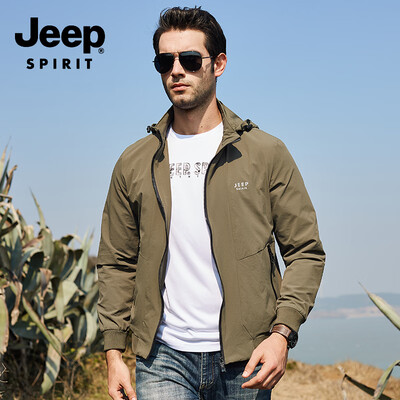 

JEEP Jeep Jacket Mens Spring&Autumn 2019 New Detachable Hooded Casual Mens Thin Jacket Shirt Mens JPL2679 Army Green 2XL