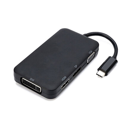 

4 in 1 USB Type C Hub To HDMI DVI VGA DP Display Multiport Adapter Converter 4K 1080P 273659