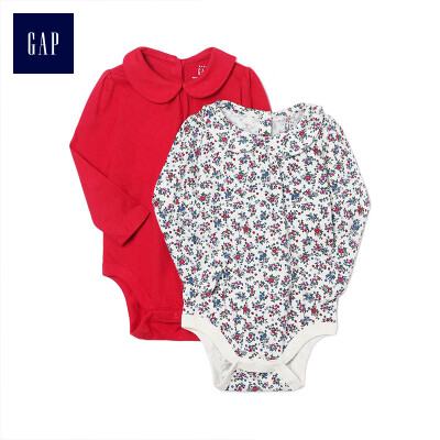 

GAP flagship store baby girl long-sleeved Peter Pan collar jumpsuit two-piece 400314 red&blue flower 3-6M