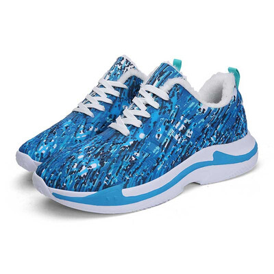 

IDIFU Mens Warm Casual Mesh Lace Up Round Toe Outdoor Fleeced Sports Winter Flat Snow Sneakers