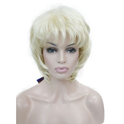 

StrongBeauty Short Soft Shaggy Layered Silver Mix Classic Cap Full Synthetic Wig Womens Wigs Blonde COLOUR CHOICES