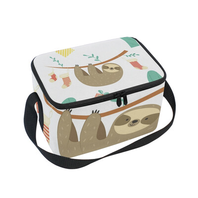 

ALAZA Lunch Box Insulated Lunch Bag Large Cooler Christmas Sloth Tote Bag