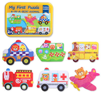 

Wooden Baby Jigsaw Puzzles Set of 6 Puzzle Board With Storage Box Intelligence Early Educational Toy for Infant Toddler Kids 123
