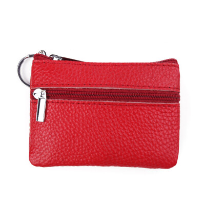 

Genuine Leather Zipper Mini Coin Storage Purse Small Card Key Ring Wallet Change Holder Pouch