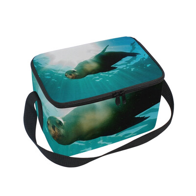 

ALAZA Lunch Box Insulated Lunch Bag Large Cooler Sea Lion Underwater Looking You Tote Bag