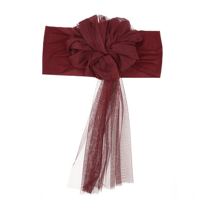 

10pcs Wedding Flower Chair Sashes Elastic Spandex Organza Chair Sash Covers Wedding Banquet Supplies Decorations--Dark Purple