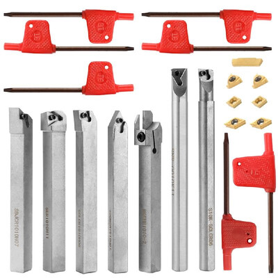 

10mm Lathe Boring Bar Carbide Insert Wrench Good Toughness Semi-finishing Turning Tool Holder 21PCS