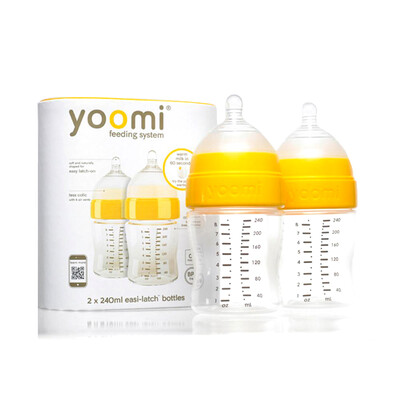 

YOOMI Natural Baby Feeding Bottle Anti-colic Slow Flow Teat Wide Neck 8 Ounces 2 Pack