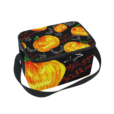 

ALAZA Lunch Box Insulated Lunch Bag Large Cooler Pattern With Pumpkins Bats Tote Bag