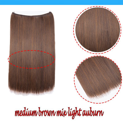 

20 Inches Invisible Wire No Clips in Hair Extensions Secret Fish Line Hairpieces Silky Straight real natural Synthetic