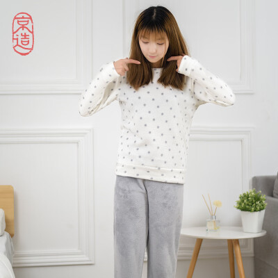 

JZAO ladies coral velvet pajamas set light gray L