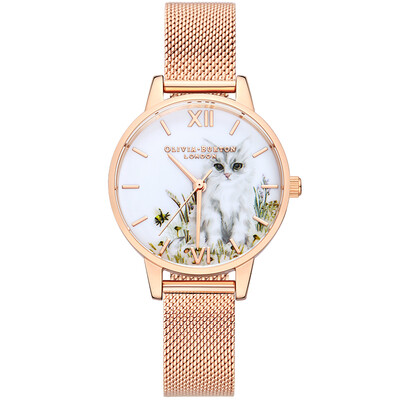 

Olivia Burton watch OB watch female cat round steel belt British import fashion new quartz watch 2019 spring&summer new OB16WL76