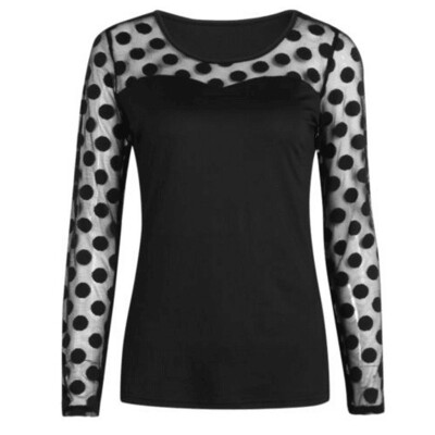 

2018 NEW Sexy autumn winter Womens Fashion Long Sleeve O-neck Tops Polka Dots Casual Loose Blouse Shirt Femme Clothes