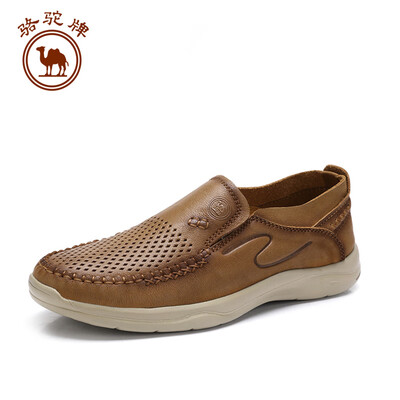 

Camel brand mens shoes leather breathable hollow leisure lazy set foot W912307860 yellow brown 40250 yards