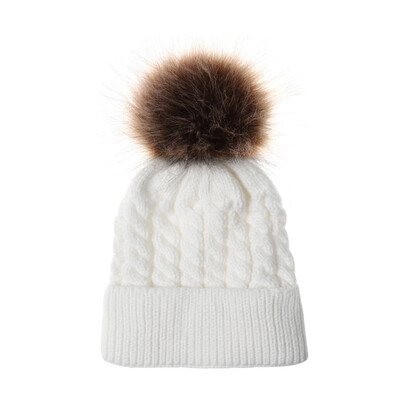 

Winter Warm Women Knitted Crochet Wool Hat Hair Ball Earmuffs Caps Infant Toddler Kid Cute Hairball Beanie Cap