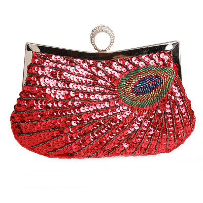 

Women Beaded Sequin Peacock Evening Bag for Party Elegant Ladies Handbags Small Corssbody Bag Purse Clutch Bag for Daily