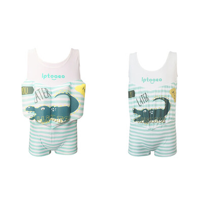 

Boy One-Piece Float Swimsuit Cap Cute Fashion Swimwear With Removable Buoyancy Stick Perfect for Kid Learn to Swim Rocket Patter