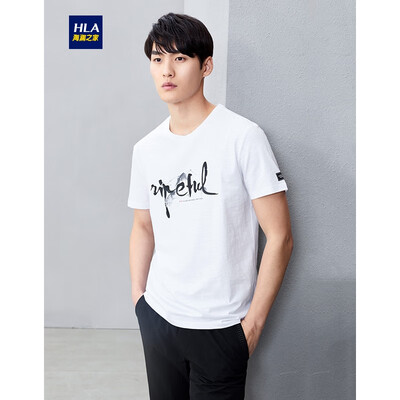 

HLA Haishu House Short Sleeve T-Shirt Male 2019 Summer New Bamboo Flat Round Collar Chinese Style Short T Mens HNTBJ2R146A Beige Pattern E6 17592A 50