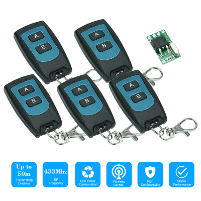 

433Mhz Universal Wide Voltage DC 7V-36V Super Mini Body Wireless Remote Control Switch Receiver Module 10A Relay&5PCS 2 Key RF