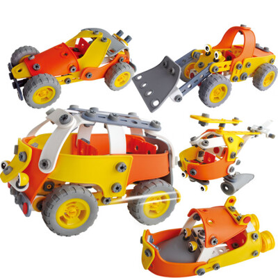 

DIY 5 in 1 Education 3D Building Blcoks Puzzle Kids Raider Buggies Bulldozer Steamboat Bus Helicopter148PC