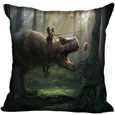 

Dinosaur Pillow Cover Bedroom Home Office Decorative Pillowcase Square Zipper Pillow Cases Satin Fabric No Fade