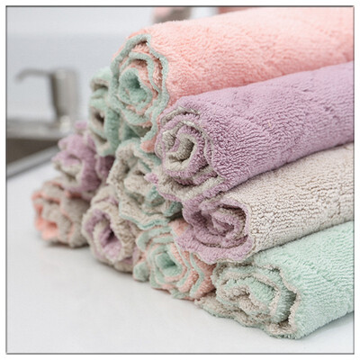 

NeillieN Double-sided coralline velvet cloth kitchen cloth strong absorbent dishwashcloth wet&dry cleaning cloth dishcloth