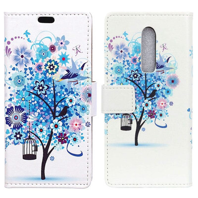 

MOONCASE One plus 6T pattern leather case - blue tree