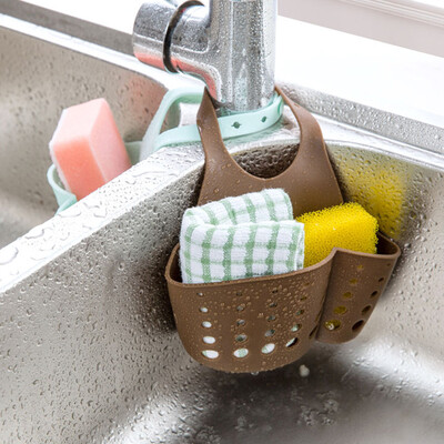 

Jiebi Shi kitchen bathroom faucet sponge drain rack adjustable snap-on sink storage basket drain basket