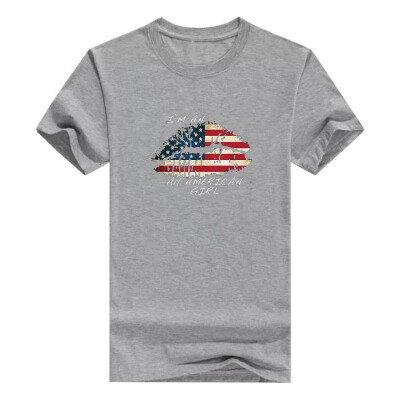 

Flag Lips Im All American Off The Shoulder 4th July Mens T-Shirt Fashions