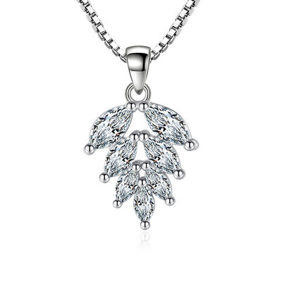 

Cubic Zirconia Leaf Pendant Necklaces For Women Fashion Bride Party Jewelry Gift Accessories W-G17