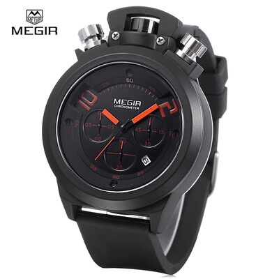 

MEGIR 2004 30M Water Resistance Quartz Watch Date Function Silicone Band for Men