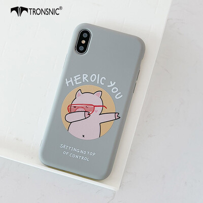 

TRONSNIC Pig Hip hop Phone Case for iPhone 7 8 Plus Matte Rock Bear Case Grey Soft TPU Covers
