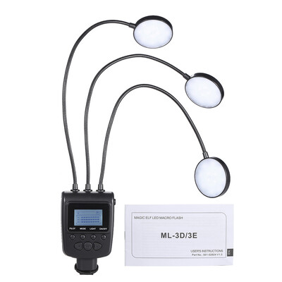 

ML-3D Magic LED Macro Flash Light Lamp Speedlite GN31 5500K Metal Hose Arbitrary Angle Adjustment LCD Display Photography Macro Ph