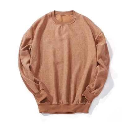 

Autumn Europe&America simple solid color loose shoulder split fork bamboo terry fabric thin section sweater tide mens bottoming shirt