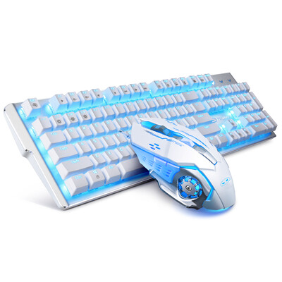 

MageGee mechanical storm set real mechanical keyboard mouse set backlight game desktop computer notebook mouse&keyboard set white blue green axis
