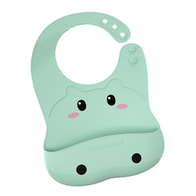 

Small Harlan baby food pocket baby bib waterproof silicone stereo large mouth water pocket children disposable dinner bib light pine green