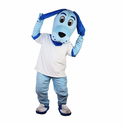 

LangtengBlue Dog In White Vest Mascot Cartoon Costume Cosplay Party Halloween Christmas Festival Performance