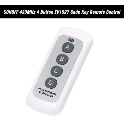 

eWeLink 433MHz 4 Button EV1527 Code Key Remote Control Switch RF Transmitter Wireless Remote Control Key Fob for Smart Home Garage