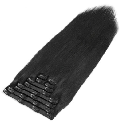 

Double Weft 100 Remy Human Hair Clip in Extensions Full Head Thick Long Soft Silky Straight 7pcs 120g