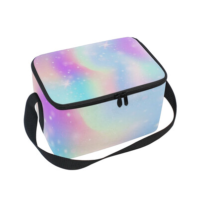 

ALAZA Lunch Box Insulated Lunch Bag Large Cooler Tote Bag Background With Pink Glitter Hearts for Men Women Girls Boys